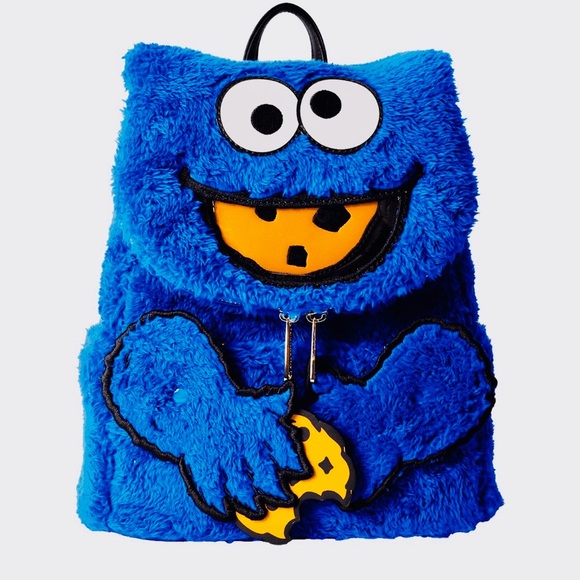Loungefly Sesame Street Cookie Monster Plush Cosplay Mini Backpack With Coin Bag
